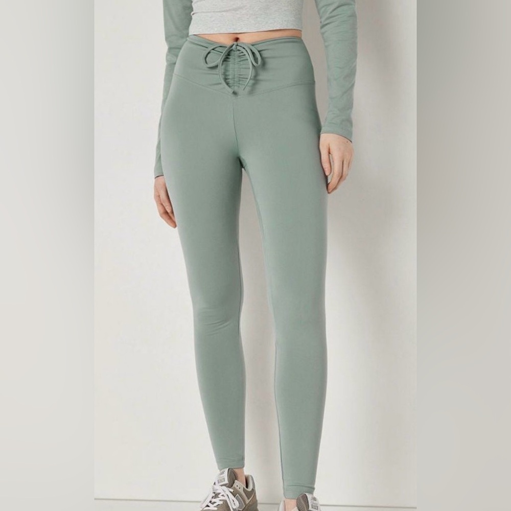 VS PINK ACTIVE || Adjustable Waist Ruched Leggings in Seafoam Green - SZ XS